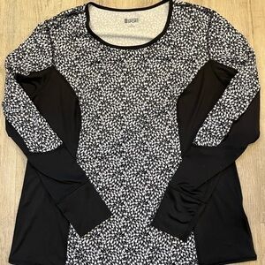 Land’s End Sport Long Sleeve Shirt Large Black and White patterned Like New